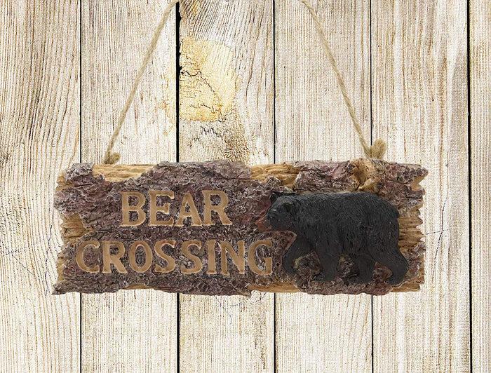ebros gift Ebros 8.25" W Rustic Bear Signs Bear Crossing Sign Wall Mounted Decor Figurine