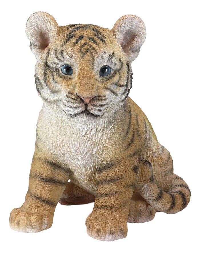 Ebros Gift Ebros 9.25"H Realistic Bengal Orange Tiger Cub Statue With Glass Eyes Jungle Tigers