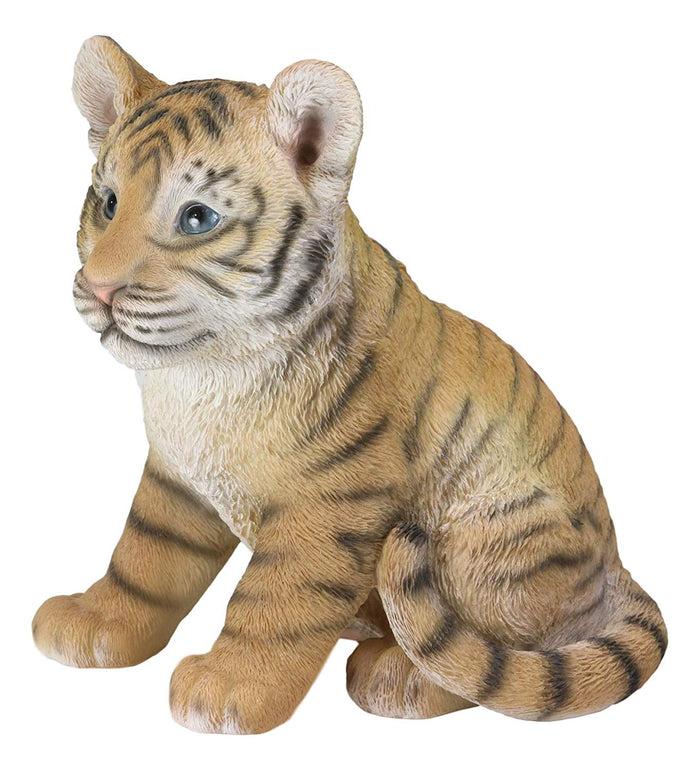 Ebros Gift Ebros 9.25"H Realistic Bengal Orange Tiger Cub Statue With Glass Eyes Jungle Tigers