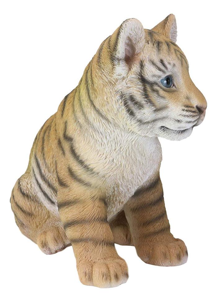 Ebros Gift Ebros 9.25"H Realistic Bengal Orange Tiger Cub Statue With Glass Eyes Jungle Tigers