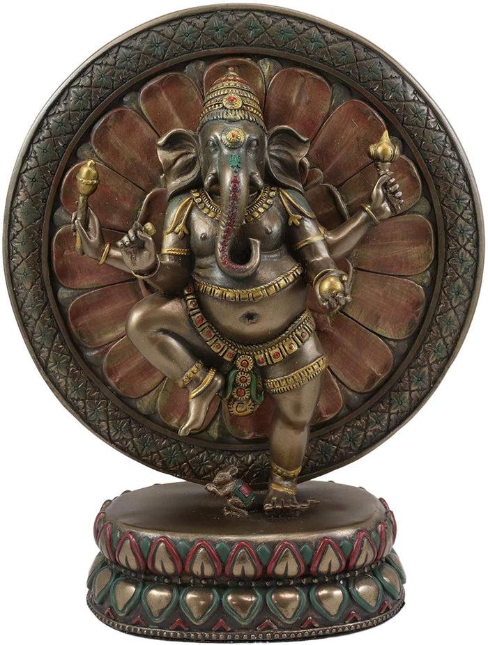 Ebros Gift Ebros 9.25" Tall Hindu Dancing Ganesha In One Legged Yoga Pose On Lotus Figurine