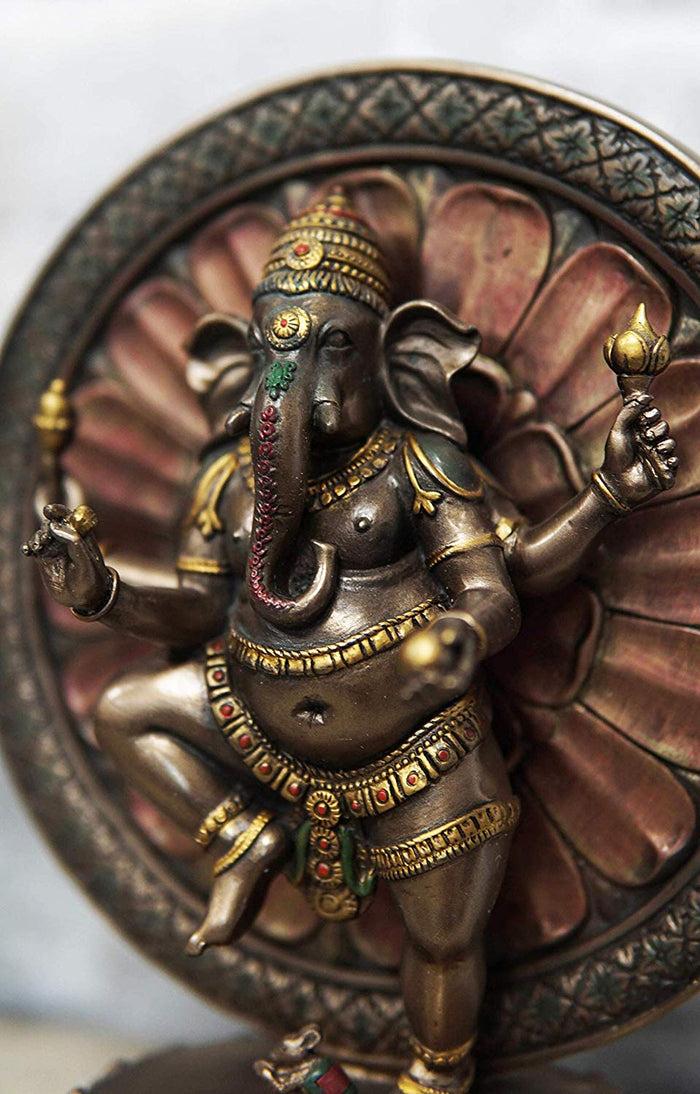 Ebros Gift Ebros 9.25" Tall Hindu Dancing Ganesha In One Legged Yoga Pose On Lotus Figurine