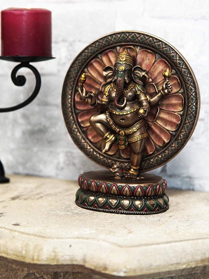 ebros gift Ebros 9.25" Tall Hindu Dancing Ganesha in One Legged Yoga Pose On Lotus Figurine