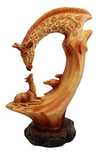 Ebros Gift Ebros 9.5"H Wildlife Safari Giraffe Family Scene Decorative Faux Wood Figurine