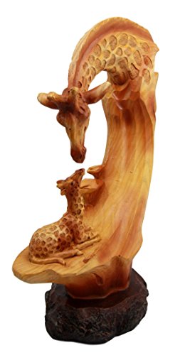 Ebros Gift Ebros 9.5"H Wildlife Safari Giraffe Family Scene Decorative Faux Wood Figurine