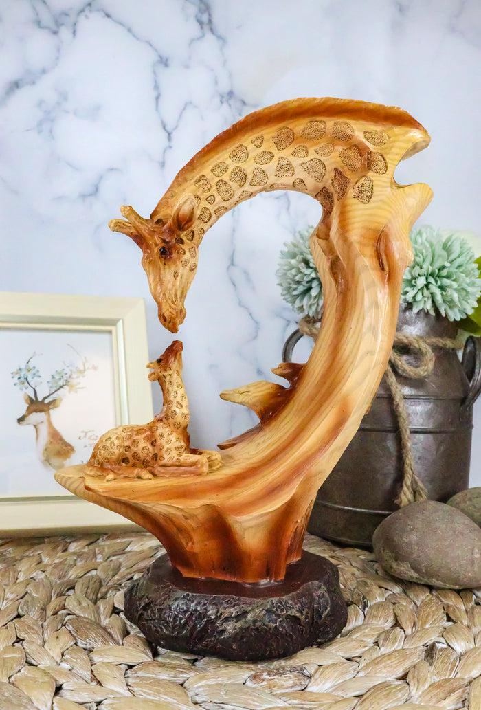 Ebros Gift Ebros 9.5"H Wildlife Safari Giraffe Family Scene Decorative Faux Wood Figurine