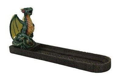 ebros gift Ebros 9.5 Inch Green Celtic Dragon Resin Incense Burner Statue Figurine