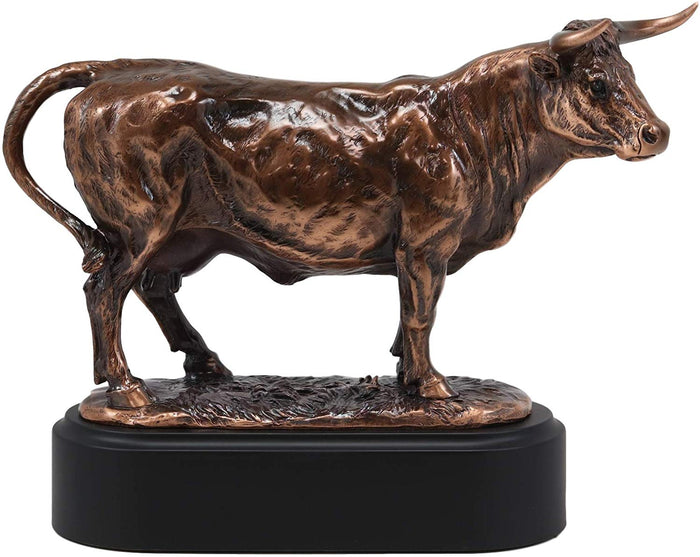 Ebros Gift Ebros 9.5" L France Charolais Cattle Cow Bronze Electroplated Figurine With Base