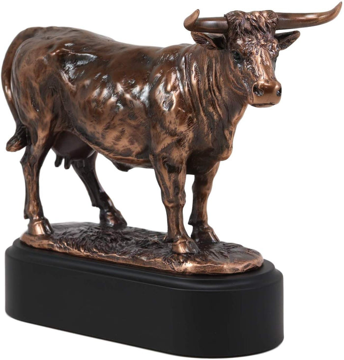 ebros gift Ebros 9.5" L France Charolais Cattle Cow Bronze Electroplated Figurine with Base