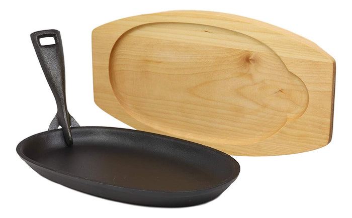 Ebros Gift Ebros 9.5"Lx5.5"W Enamel Coated Cast Iron Sizzling Skillet Japanese Steak Plate