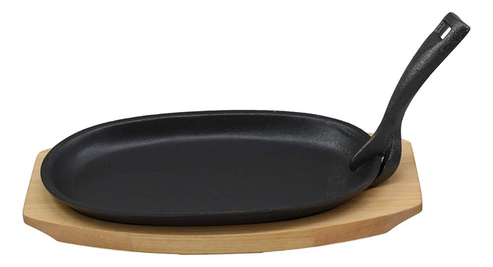 ebros gift Ebros 9.5"Lx5.5"W Enamel Coated Cast Iron Sizzling Skillet Japanese Steak Plate
