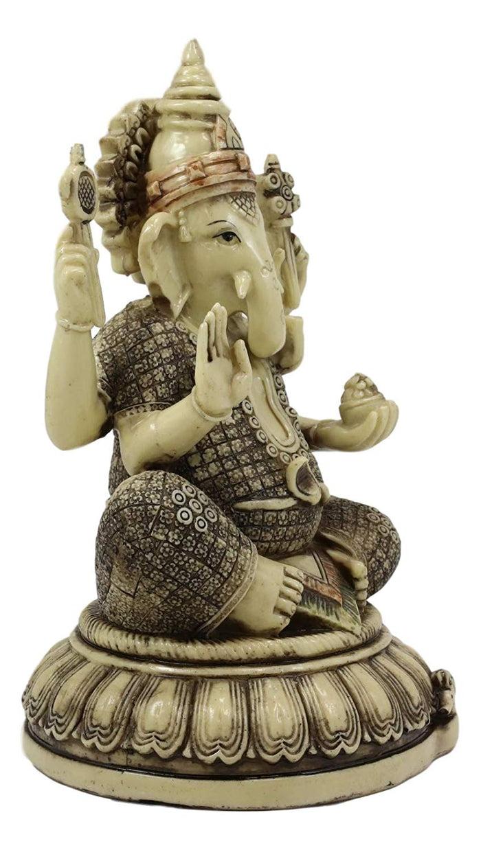 Ebros Gift Ebros 9.5" Tall Hindu Supreme God Ganesha Meditating On Lotus Throne Statue