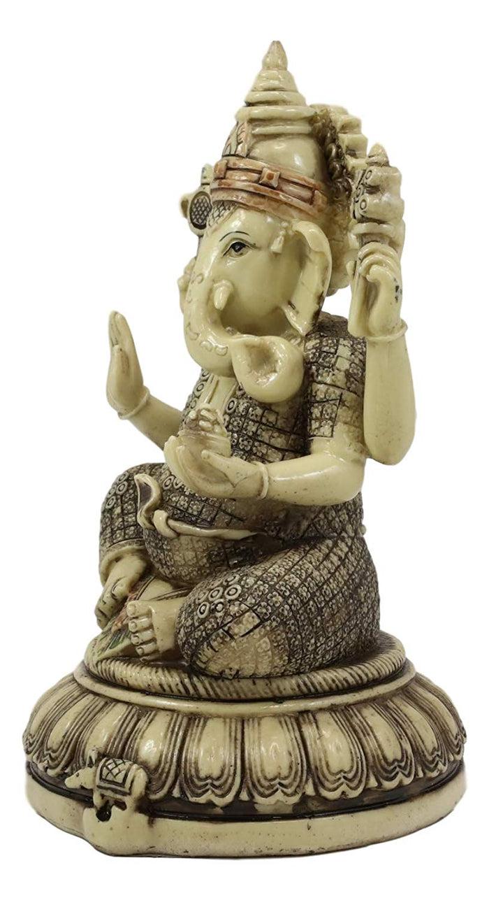 Ebros Gift Ebros 9.5" Tall Hindu Supreme God Ganesha Meditating On Lotus Throne Statue