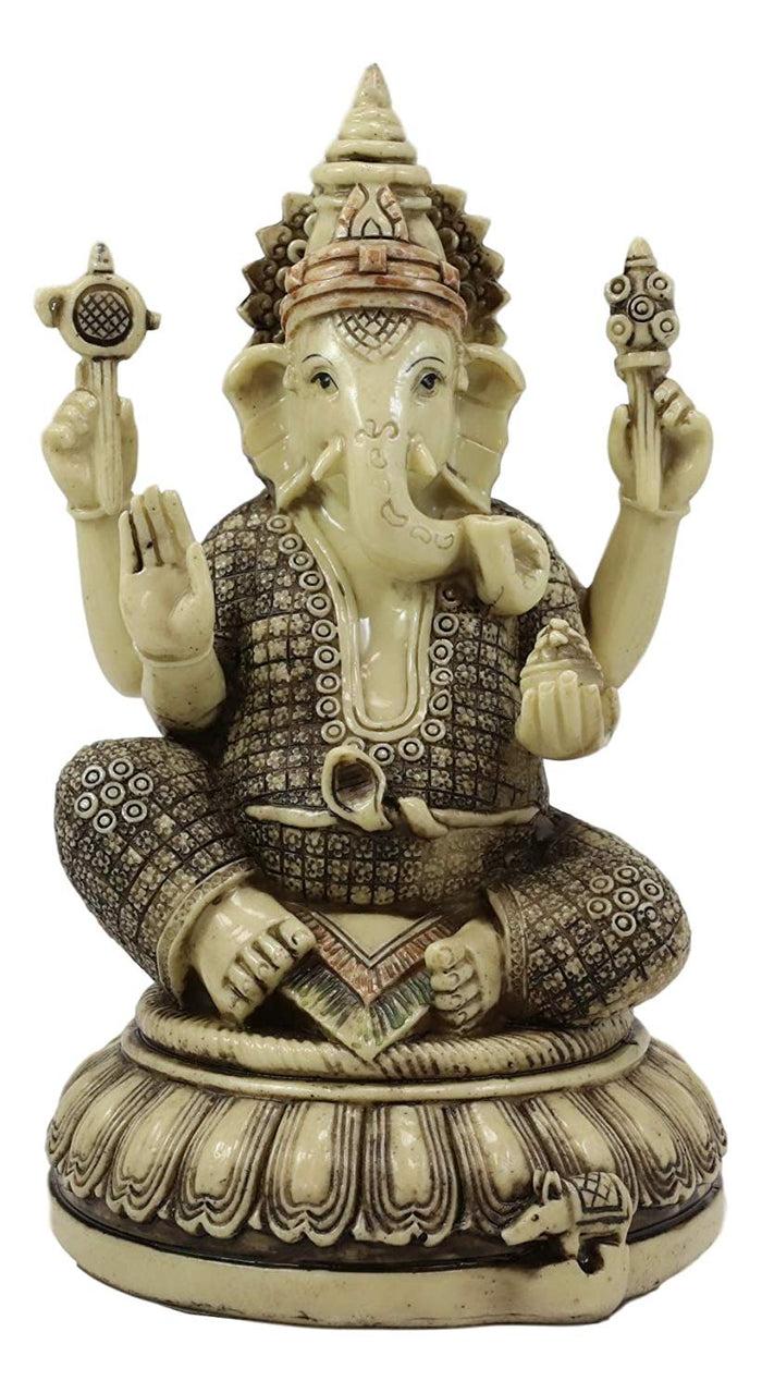 ebros gift Ebros 9.5" Tall Hindu Supreme God Ganesha Meditating On Lotus Throne Statue