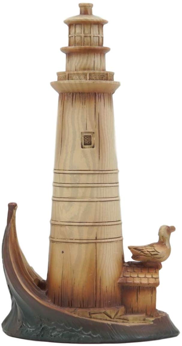 Ebros Gift Ebros 9"H Nautical Lighthouse On A Giant Boat Deck With A Seagull Statue