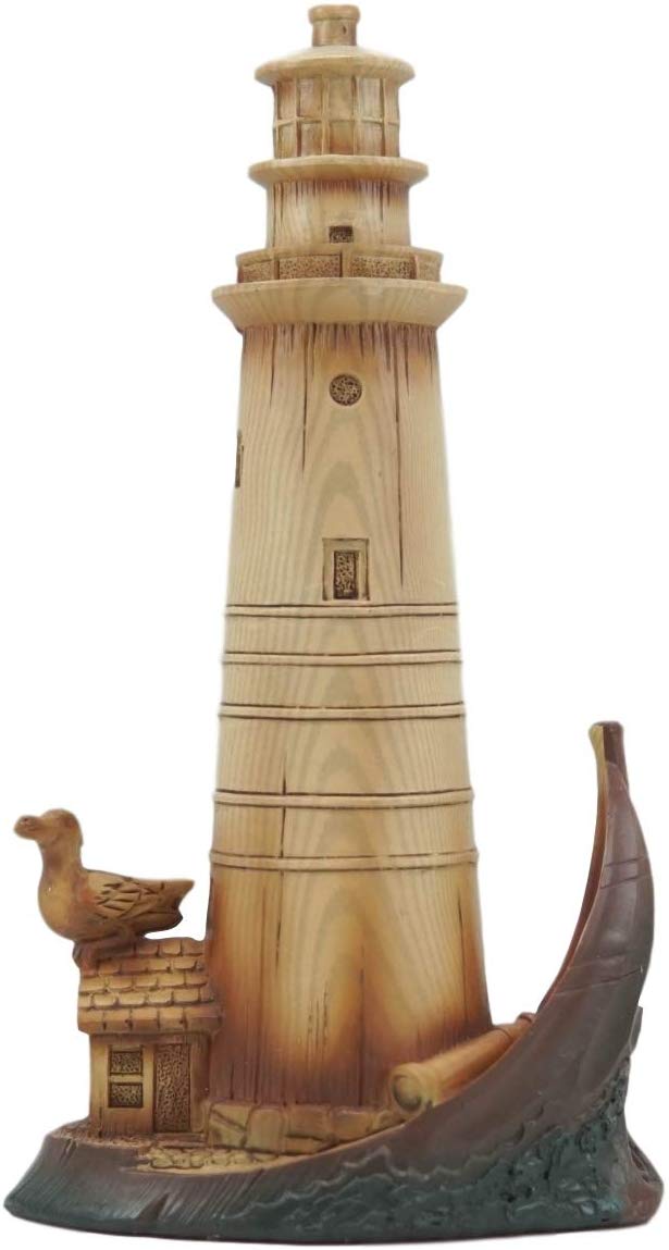 Ebros Gift Ebros 9"H Nautical Lighthouse On A Giant Boat Deck With A Seagull Statue