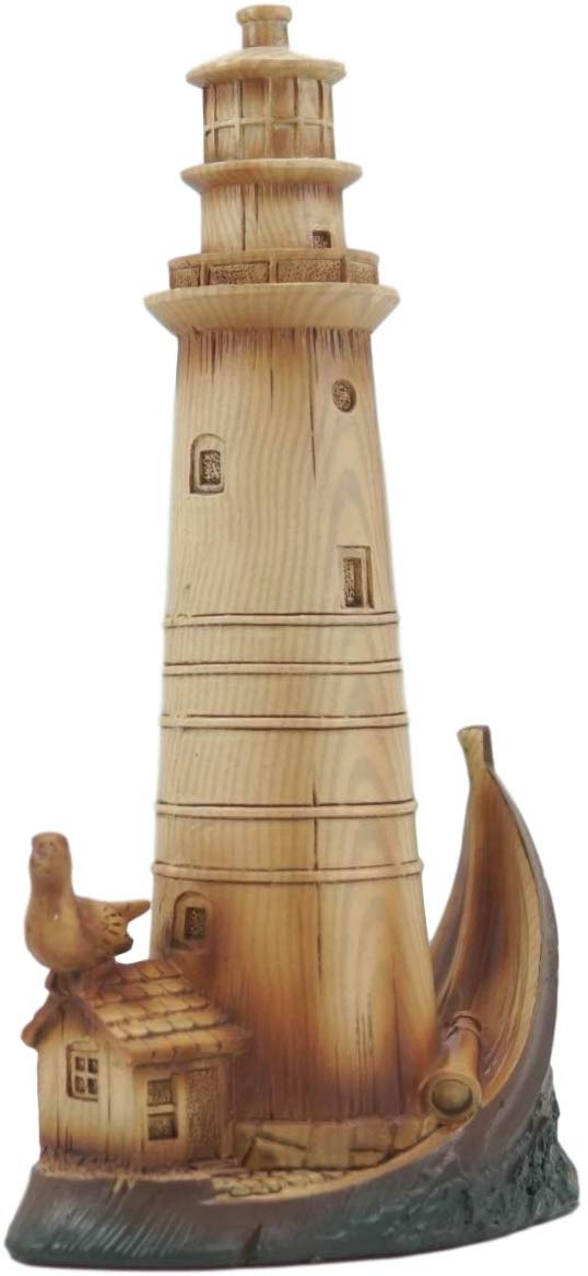 Ebros Gift Ebros 9"H Nautical Lighthouse On A Giant Boat Deck With A Seagull Statue