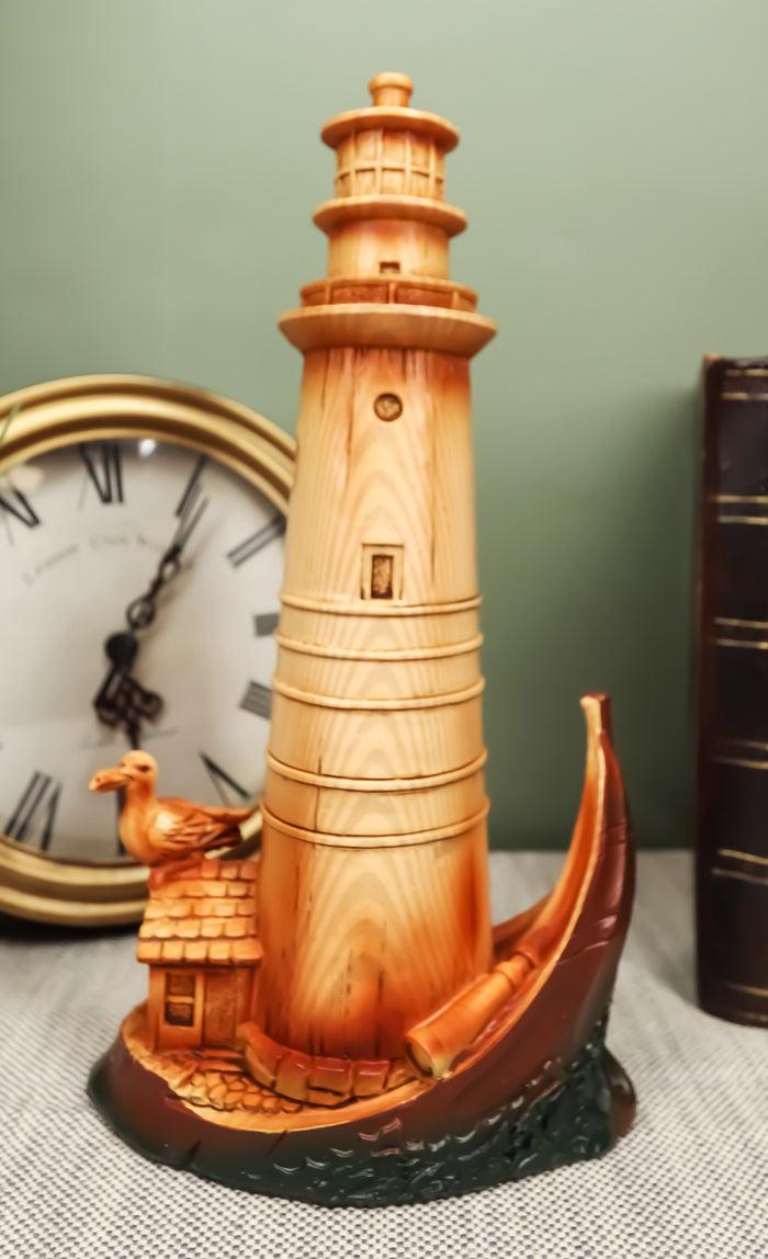 ebros gift Ebros 9"H Nautical Lighthouse On A Giant Boat Deck with A Seagull Statue