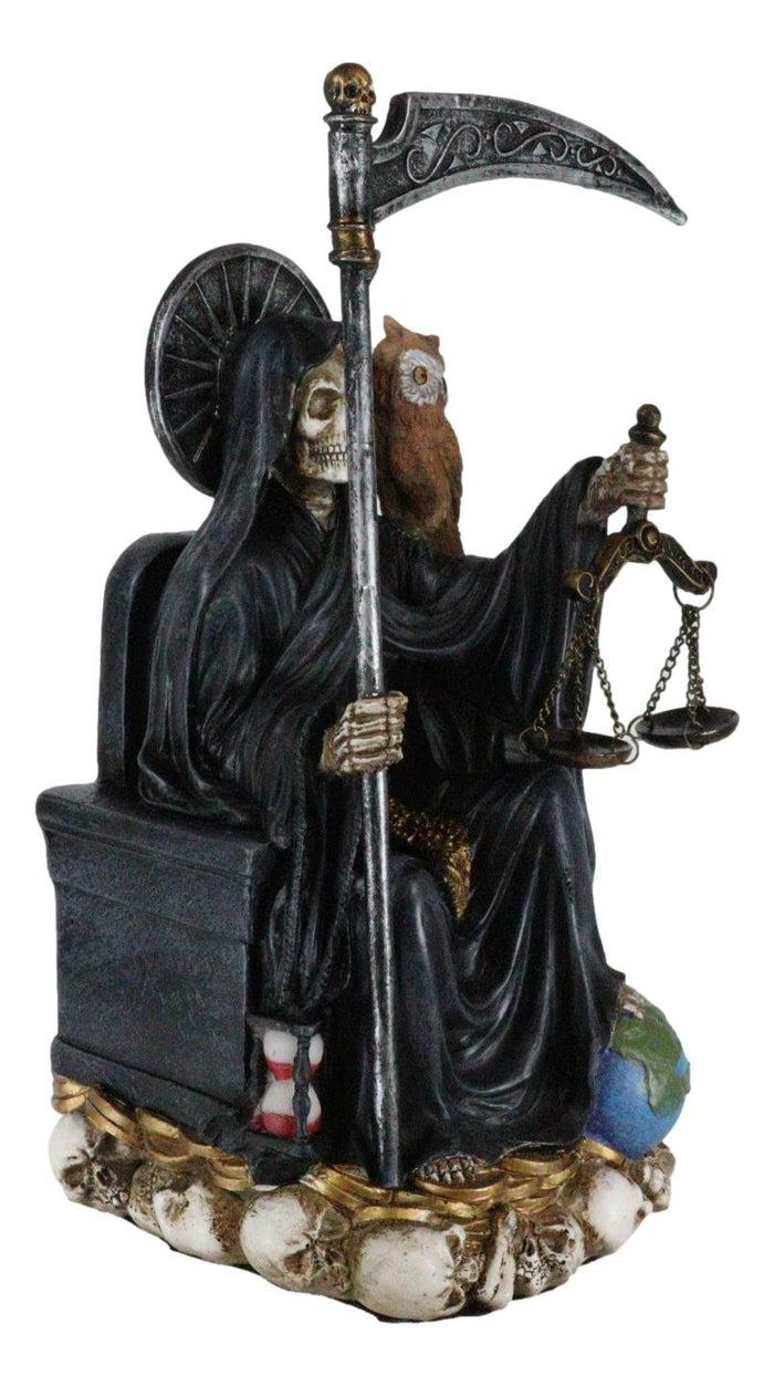 Ebros Gift Ebros 9" Tall Bone Mother Holy Death Black Tunic Robe Sitting On Throne Statue