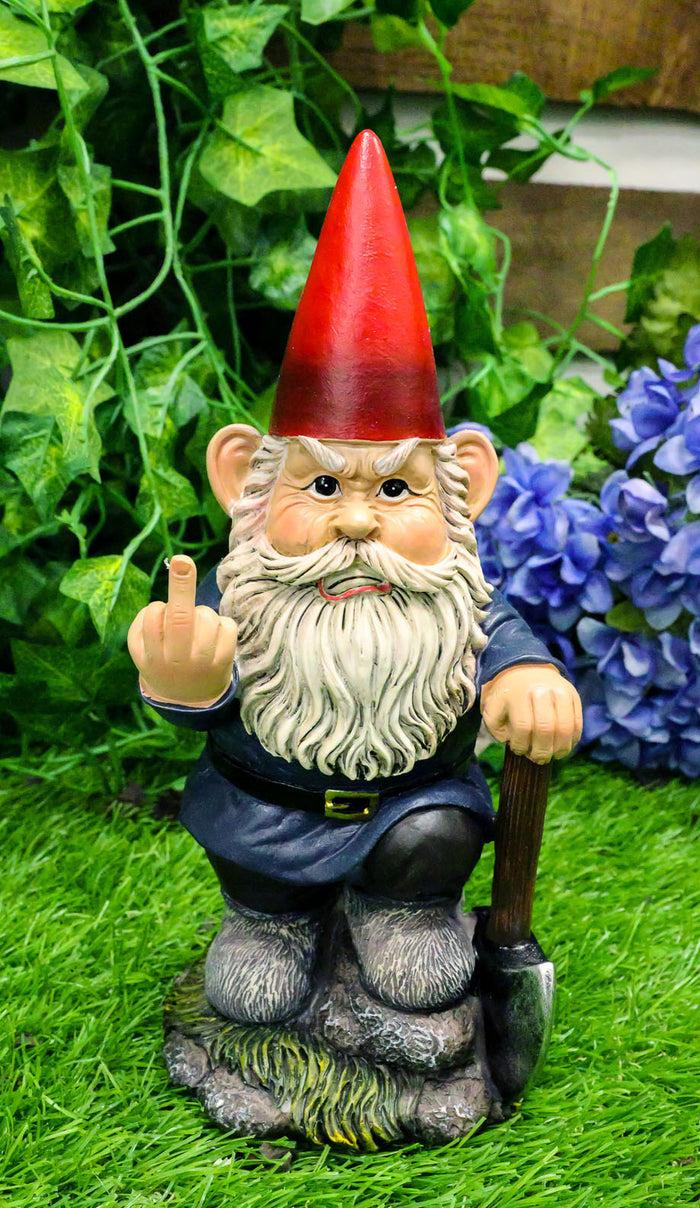 ebros gift Ebros 9" You Dig? Shovel Gnome Garden Greeter Gnome Dwarf Flip The Bird Statue