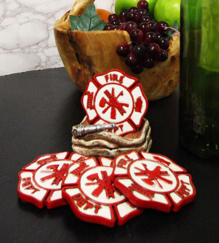 ebros gift Ebros 911 Emergency Coiled Fireman Water Hose Coaster Set With 4 Coasters 4"High