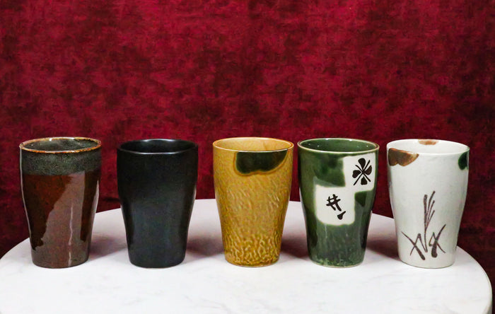 ebros gift Ebros Abstract Art Glazed Ceramic 8oz Coffee Tea Cup Set of 5 Made In Japan