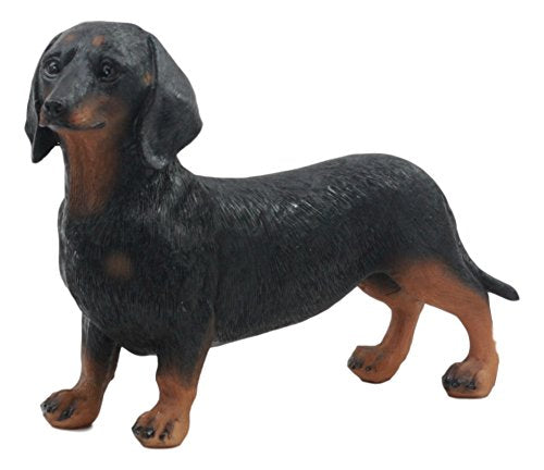 ebros gift Ebros Adorable Black And Tan Dachshund Dog Statue 8" Long Schnitzel Sausage Wiener Dog Figurine