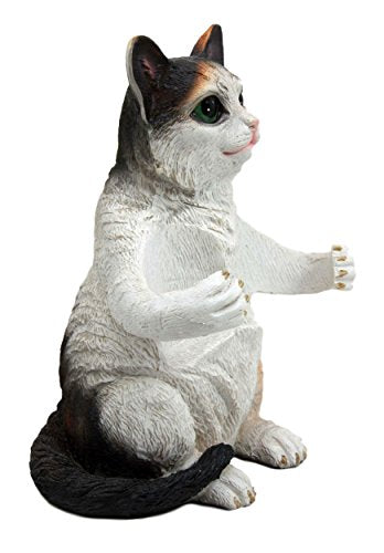 Ebros Gift Ebros Adorable Calico Furry Feline Kitty Cat Salt Pepper Shakers Holder Figurine 8.25" H