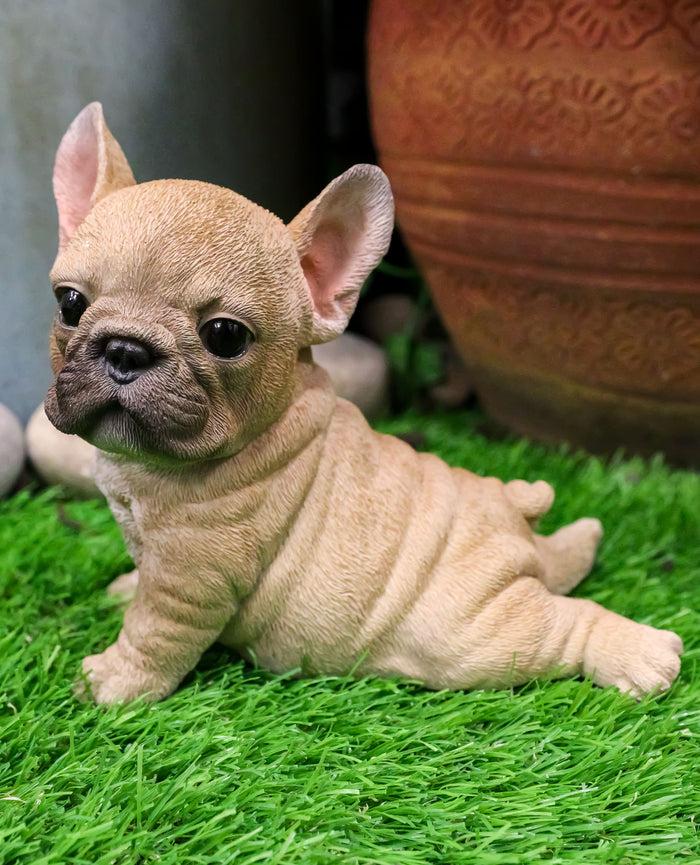 ebros gift Ebros Adorable French Bulldog Puppy Dog With Belly On The Ground Figurine 6.5"L
