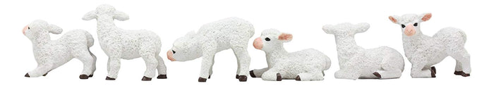 Ebros Gift Ebros Adorable Six Little Lambs Statue Set 3" Assorted Baby Sheep Cute Animal Figurines