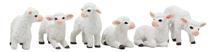 Ebros Gift Ebros Adorable Six Little Lambs Statue Set 3" Assorted Baby Sheep Cute Animal Figurines