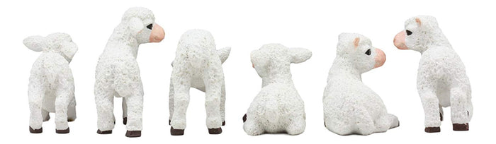 Ebros Gift Ebros Adorable Six Little Lambs Statue Set 3" Assorted Baby Sheep Cute Animal Figurines