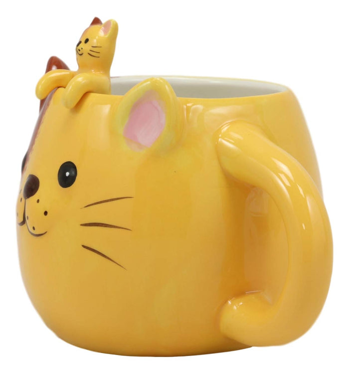 Ebros Gift Ebros Adorable Whimsical Orange Cat Mug Drink Cup 16oz