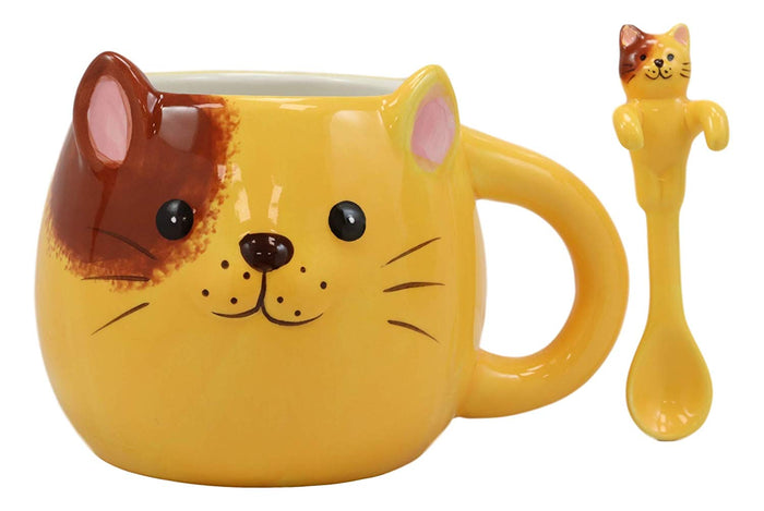 Ebros Gift Ebros Adorable Whimsical Orange Cat Mug Drink Cup 16oz
