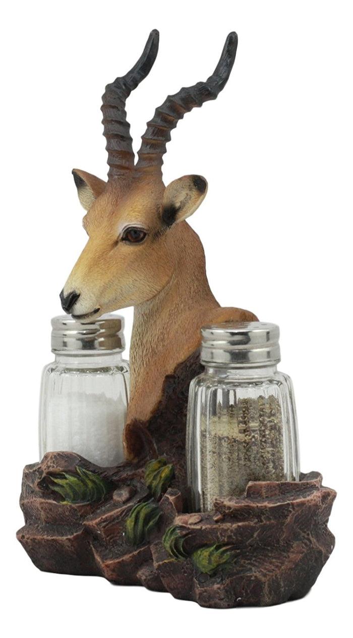 Ebros Gift Ebros African Antelope Salt And Pepper Shakers Holder Safari Animal Decor 8" H