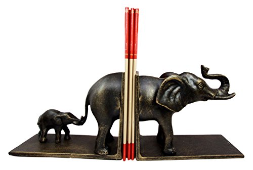 ebros gift Ebros African Elephant Matriarch and Baby Rites of Passage Aluminum Decorative Bookends