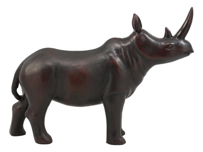 Ebros Gift Ebros African Safari Rhino Rhinoceros Statue 9.5" Long In Dark Mahogany Faux Wood Finish