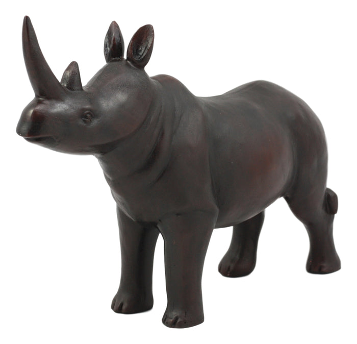 ebros gift Ebros African Safari Rhino Rhinoceros Statue 9.5" Long in Dark Mahogany Faux Wood Finish