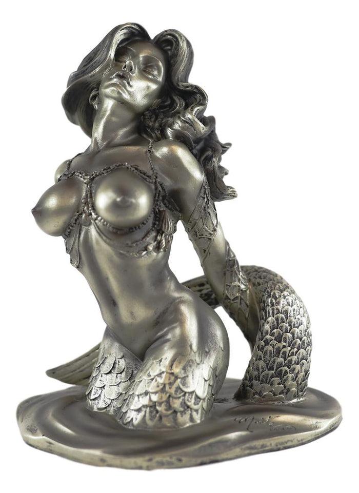 Ebros Gift Ebros Aged Bronze Resin Nude Seductive Mermaid Statue 7.25" Tall
