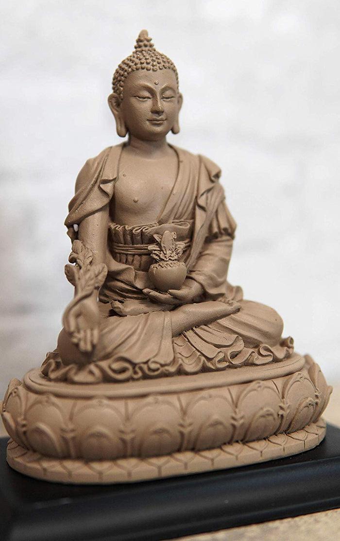 ebros gift Ebros Akshobhya Bhaiṣajyaguru Medicine Buddha Figurine in Ivory Clay Finish 6.5"