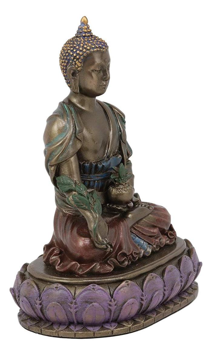Ebros Gift Ebros Akshobhya Bhaiṣajyaguru Medicine Buddha Of Healing And Purity Meditating Figurine In Faux Bronze Patina For Home Altar Zen Decoration Eastern Enlightenment Amitabha Buddhist Statue Feng Shui