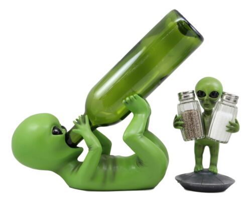 ebros gift Ebros Alien UFO Spaceship Wine Bottle And Salt Pepper Shakers Holder Figurines