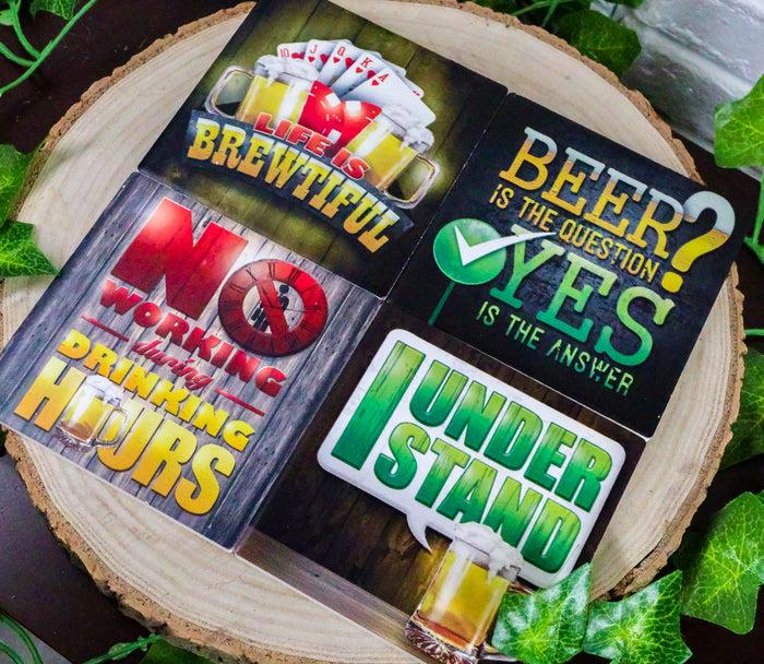 ebros gift Ebros All About Beer Life is Brewtiful Men Gift Ceramic Coaster Set Of 4