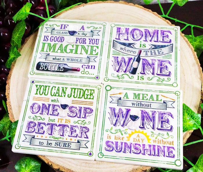 ebros gift Ebros All About Wine Hosting Kitchen Decorative Ceramic Coaster Set Of 4