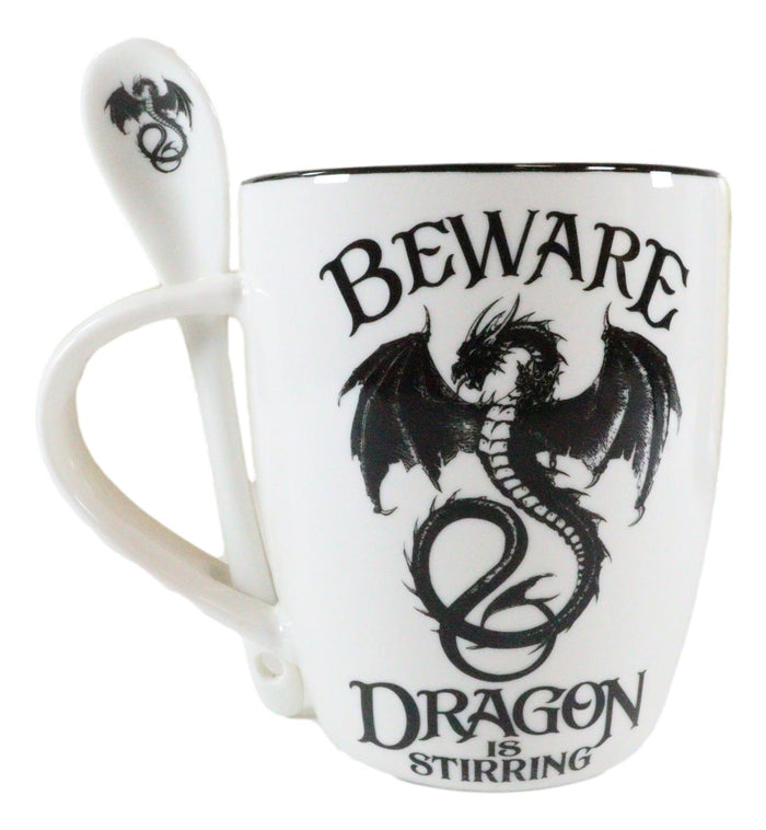 Ebros Gift Ebros Altar Drake Beware Dragon Is Stirring Cocoa Tea Coffee Cup Mug And Spoon Set