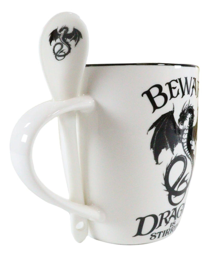 Ebros Gift Ebros Altar Drake Beware Dragon Is Stirring Cocoa Tea Coffee Cup Mug And Spoon Set