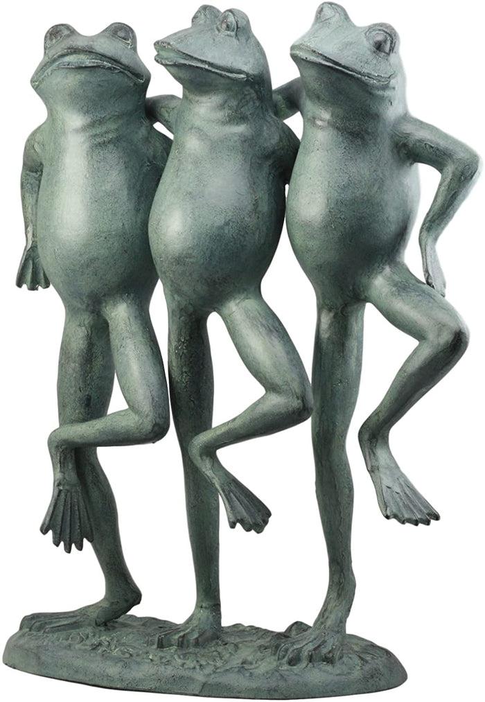 Ebros Gift Ebros Aluminum Best Pond Buddies Hand In Hand Dancing Frog Trio Garden Statue 19"H