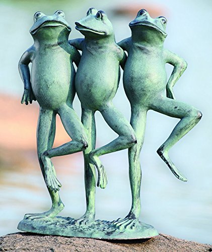 ebros gift Ebros Aluminum Best Pond Buddies Hand In Hand Dancing Frog Trio Garden Statue 19"H