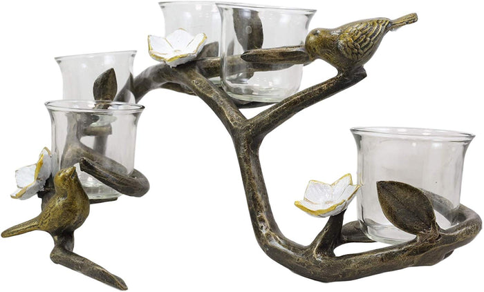 Ebros Gift Ebros Aluminum Lovebirds On Branch With Twigs Votive Candelabra Candle Holder