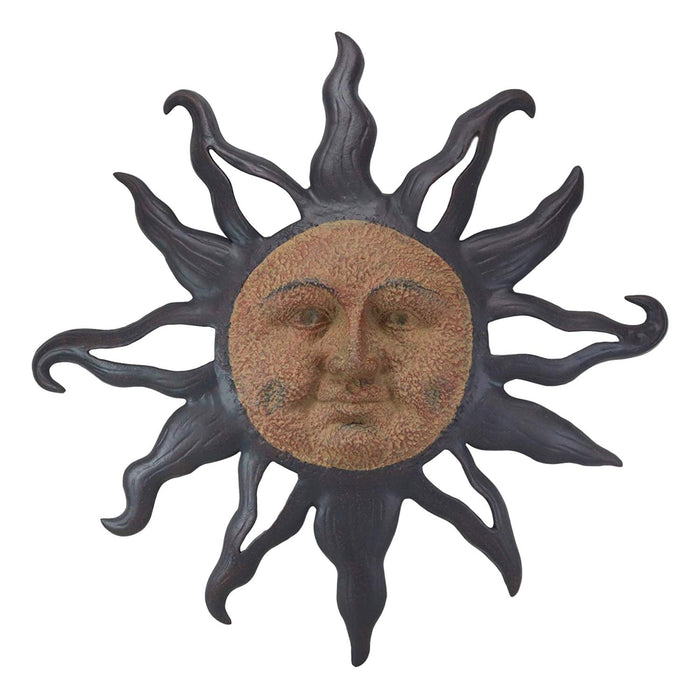 Ebros Gift Ebros Aluminum Metal Belenos Celestial Solar Radiant Celtic Sun God Wall Hanging Decor 36.25" Diameter Figurine Home Decorative Rising Sun Face Plaque 3D Art Belenus The Shining God Sculpture
